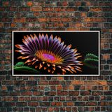 Neon Flowers Wall Art, Framed Canvas Print, Original Flower Painting, Mother's Day Gift, Floral Decor, Black Background Flower Art
