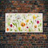 Botanical wall art, spring flowers, canvas print, dorm art for girls