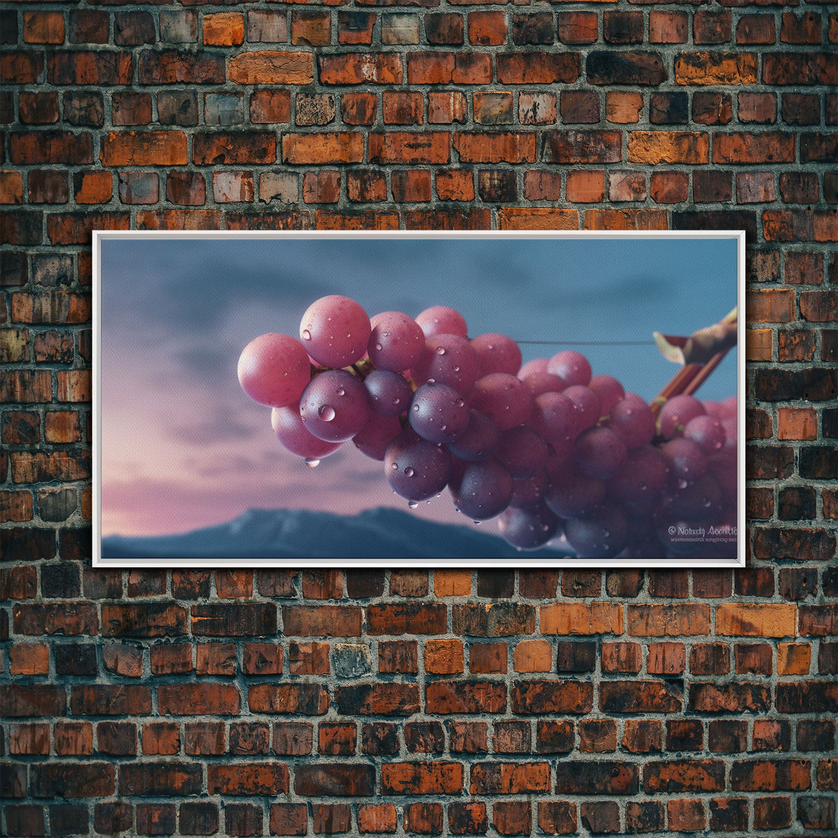 Grapes Wall Decor, Kitchen Wall Decor, Food Wall Art, Minimalist Art, Panoramic Wall Decor, Canvas Print, Wall Art, Framed Canvas Art
