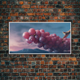 Grapes Wall Decor, Kitchen Wall Decor, Food Wall Art, Minimalist Art, Panoramic Wall Decor, Canvas Print, Wall Art, Framed Canvas Art