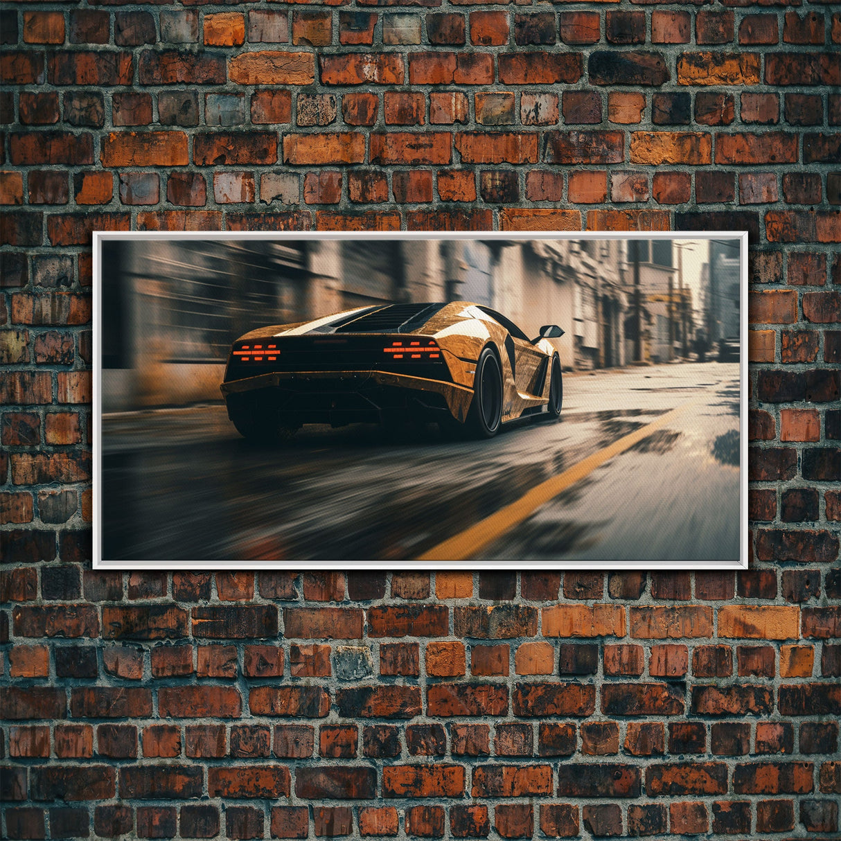 Cool Supercar Art, Framed Canvas Print, Cyberpunk Sportscar Painting, Futuristic Supercar Painting, Man Cave Decor, Gift For Him, Car Guy