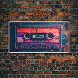 Vaporwave Cassette Tape Wall Art, Framed Canvas Print, 1980s Inspired Home Decor, Retro Art, 80s Decor, Aesthetic Decor