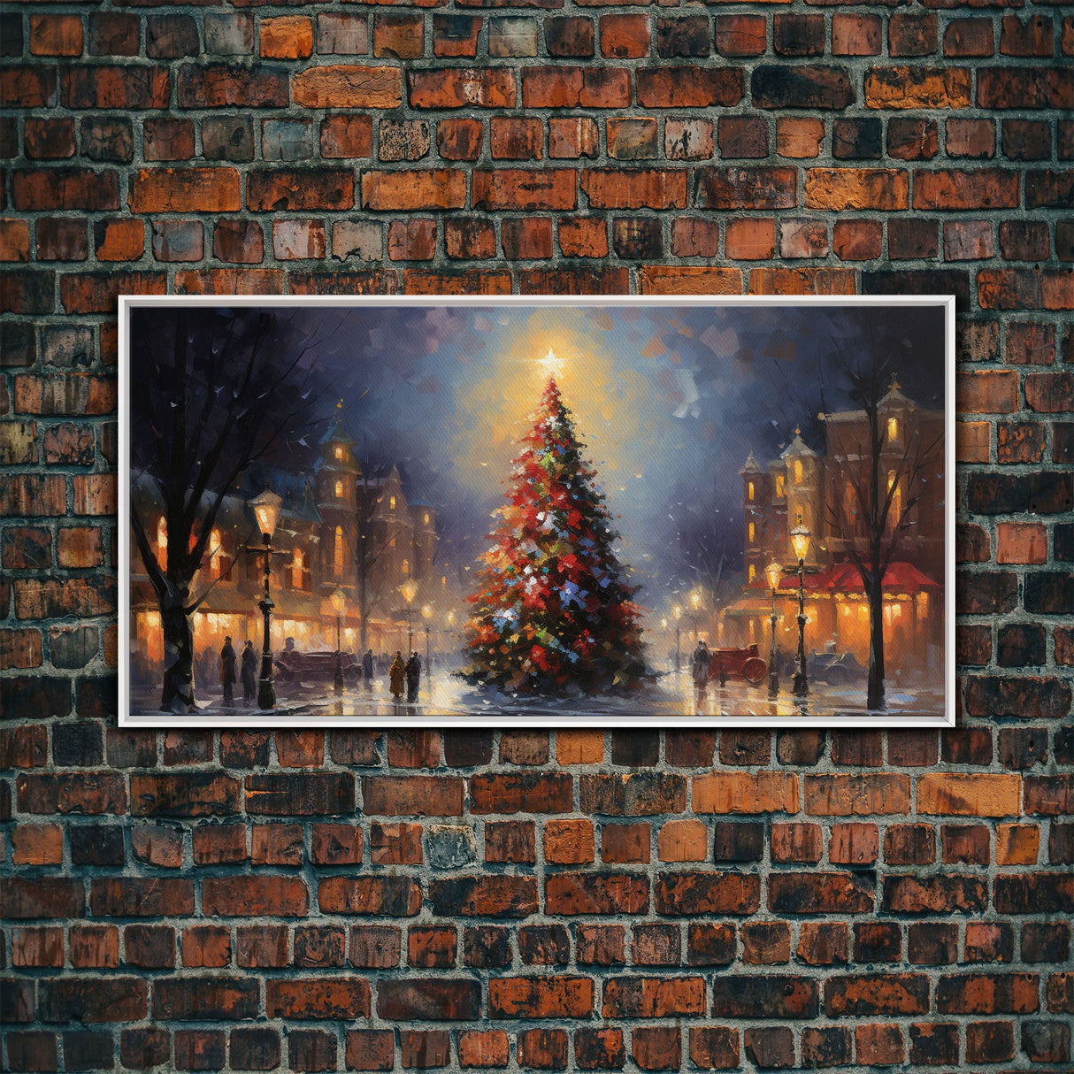 Retro Christmas Village Framed Christmas Wall Art - Framed Christmas Art - Canvas Art - Winter Decor - Winter Wonderland Centerpiece