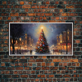 Retro Christmas Village Framed Christmas Wall Art - Framed Christmas Art - Canvas Art - Winter Decor - Winter Wonderland Centerpiece