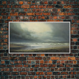 Moody Muted Landscape Oil Painting Canvas Print Wall Art, Nature Framed Large Gallery Art, Minimalist Art, Ready To Hang, Moody and Drab Art