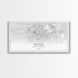 Brussels Street Map, Belgium Map, Map Print, Modern Art, Wall Art, Canvas Art, Travel Art Print, Home Wall Décor, New Homeowner Gift, Office