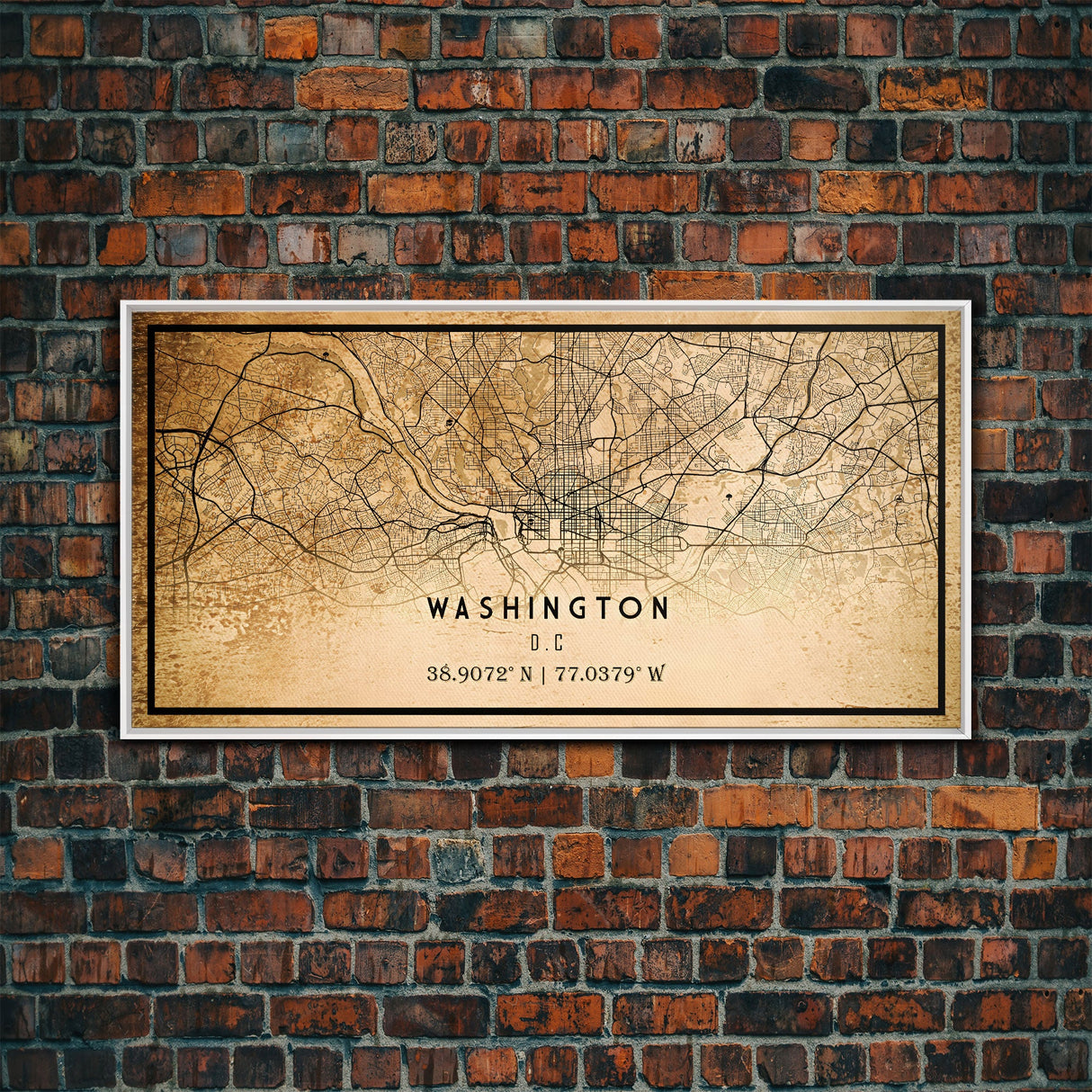 Vintage Washington map print poster or framed canvas | Washington dc city map print poster canvas | District of Columbia print poster canvas