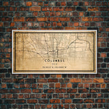 Columbus vintage map print poster or framed canvas, Ohio map print poster canvas, Columbus city map print poster canvas