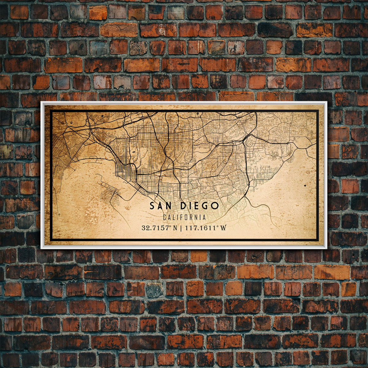 Old San Diego City Map Wall Art Canvas Print, Vintage Style San Diego ...