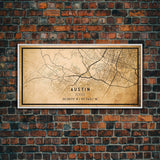 Austin Map Print Canvas or Poster, Texas Map Art, Texas Map Print, Vintage Austin Texas Map Framed Art, Retro / Distressed Office Art
