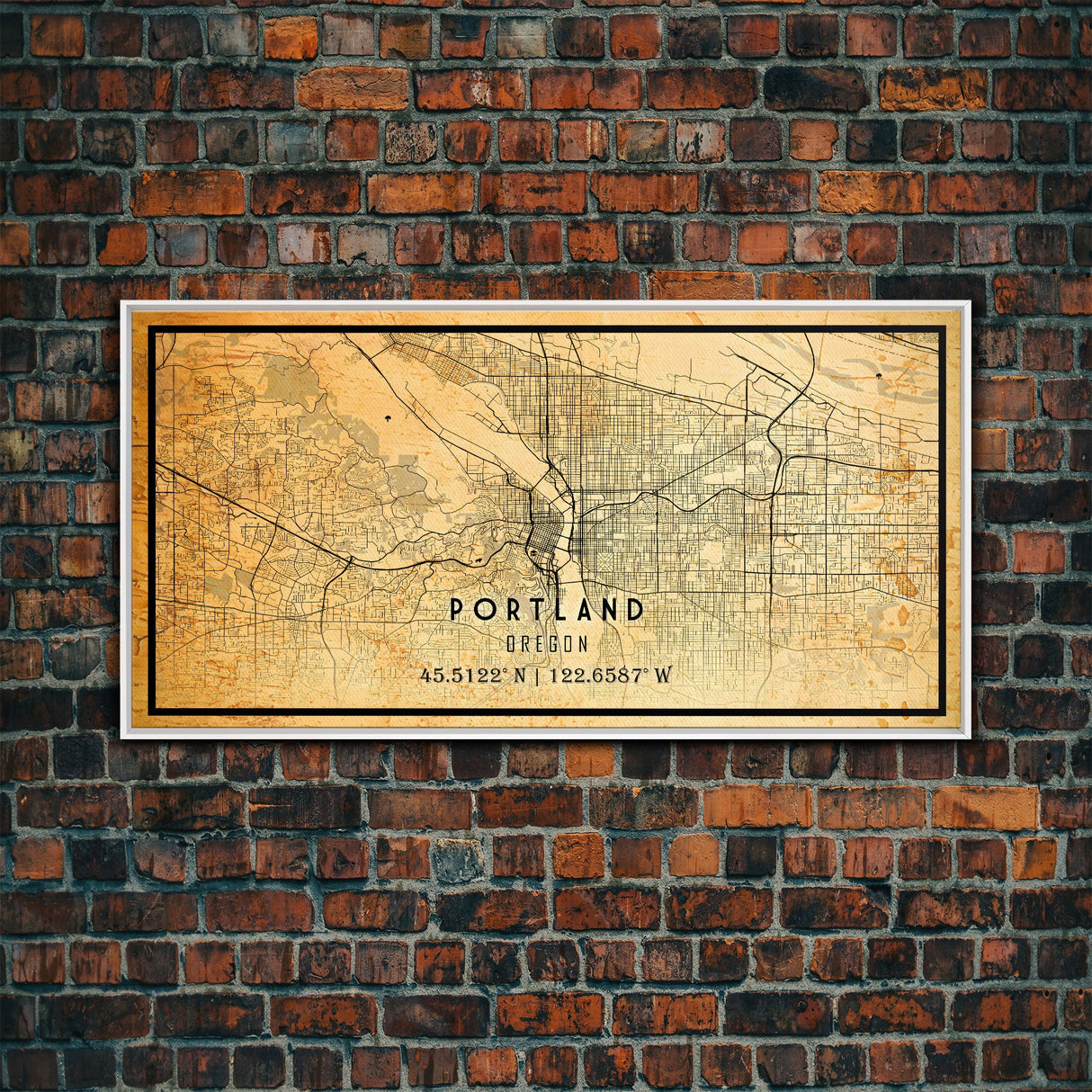 Portland Oregon Street Map, Framed Canvas Art, Oregon United States Road Map Wall Art, Office Wall Art, Portland Wall Decor for Office