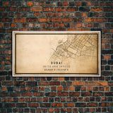 Dubai UAE map print poster or framed canvas, Dubai map print poster canvas, Dubai city map print poster canvas, Vintage Travel Art
