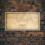 Old Hamburg Germany City Map Wall Art Canvas Print, Vintage Style Hamburg Map, Framed Wall Art, Cool Hamburg Wall Art, Office Art