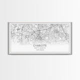 Charlotte Street Map, North Carolina Map, Map Print, Modern Art, Wall Art, Canvas Art, Wall Art Framed, Appreciation Gift, Couple Wall Art