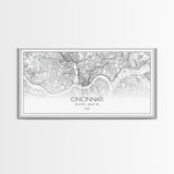 Cincinnati Street Map, Ohio Map, Map Print, Modern Art, Wall Art, Canvas Art, Garage Art, Educational Wall Art, Above Desk Décor, Room Décor