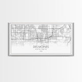 Des Moines Street Map, Iowa Map, Map Print, Minimalist Art, Wall Art, Canvas Art, Girls Bedroom Décor, Dorm Room Décor, Gift For Dad, Office