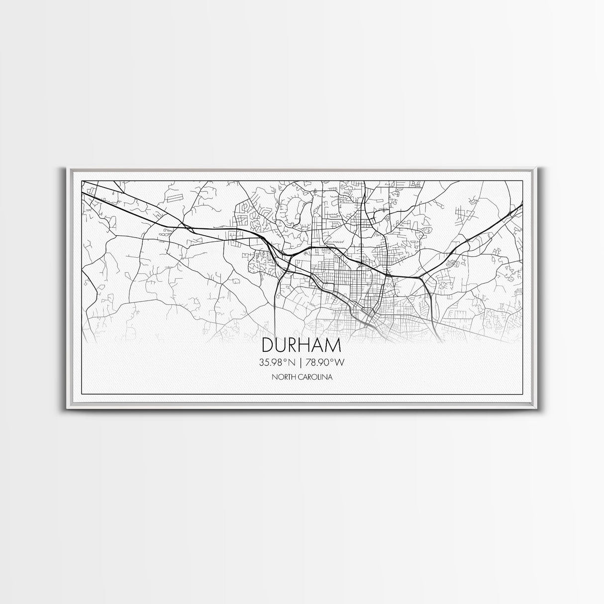 Durham Street Map, North Carolina Map, Map Art, Minimalist Art, Wall Art, Canvas Art, Trendy Room Décor, Bar Room Décor, Teacher Gift