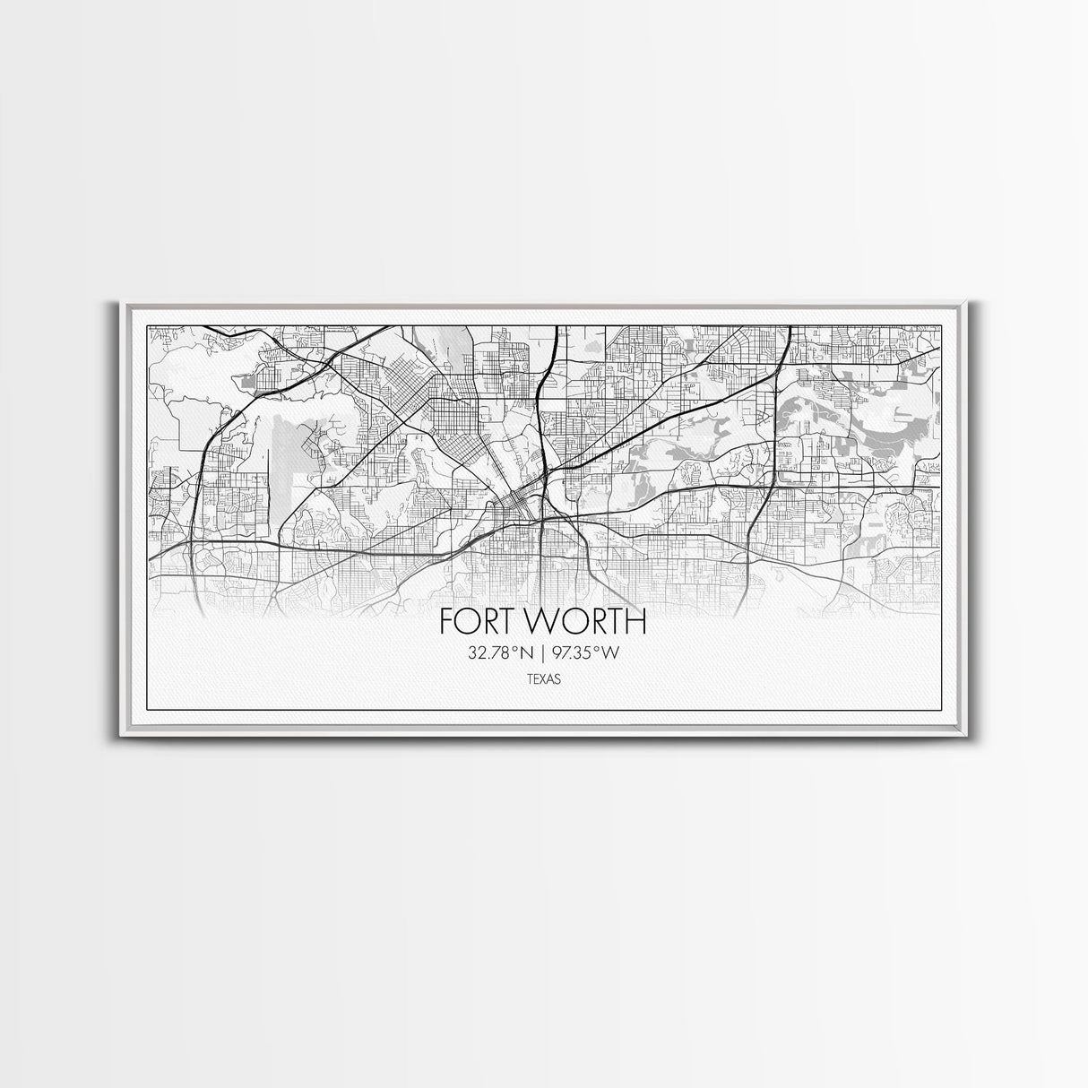 Fort Worth Map, Texas Map, Map Art, Minimalist Art, Wall Art, Canvas Art, Lake House Décor, RV Wall Décor, Birthday Gift, Office Wall Print