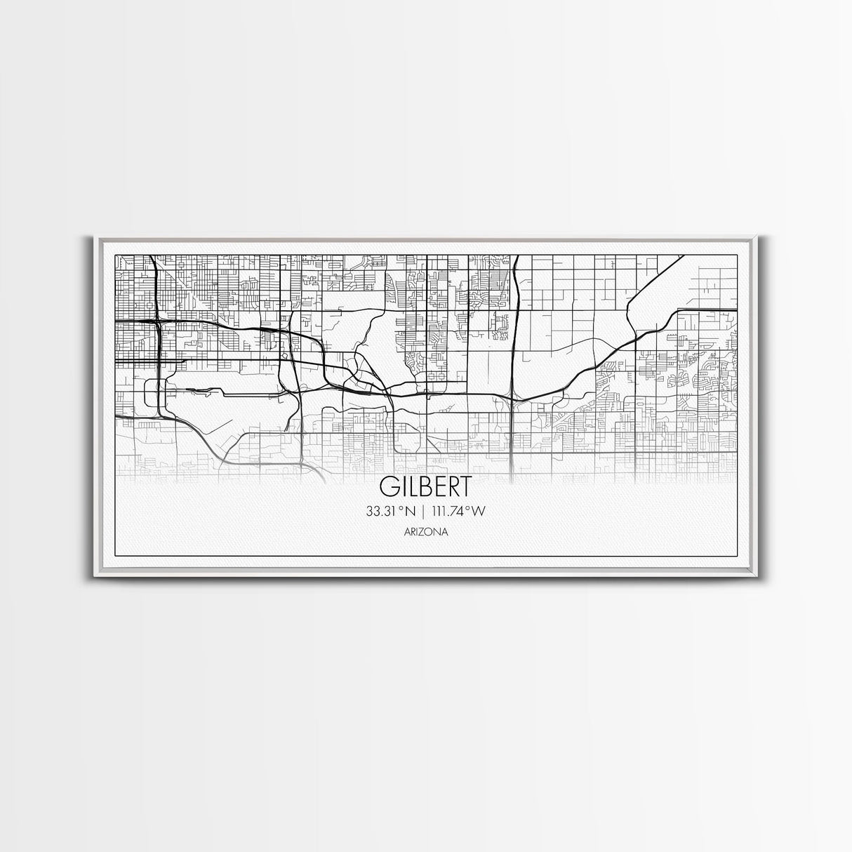 Gilbert City Map, Arizona Map, Map Art, Minimalist Art, Wall Art, Canvas Art, Lake House Décor, Ranch House Décor, Dorm Wall Décor, Home Art
