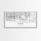 Glendale City Map, Arizona Map, Map Art, Minimalist Art, Wall Art, Canvas Art, Cabin Wall Décor, Entryway Décor,  Room Décor, Gifts For Her
