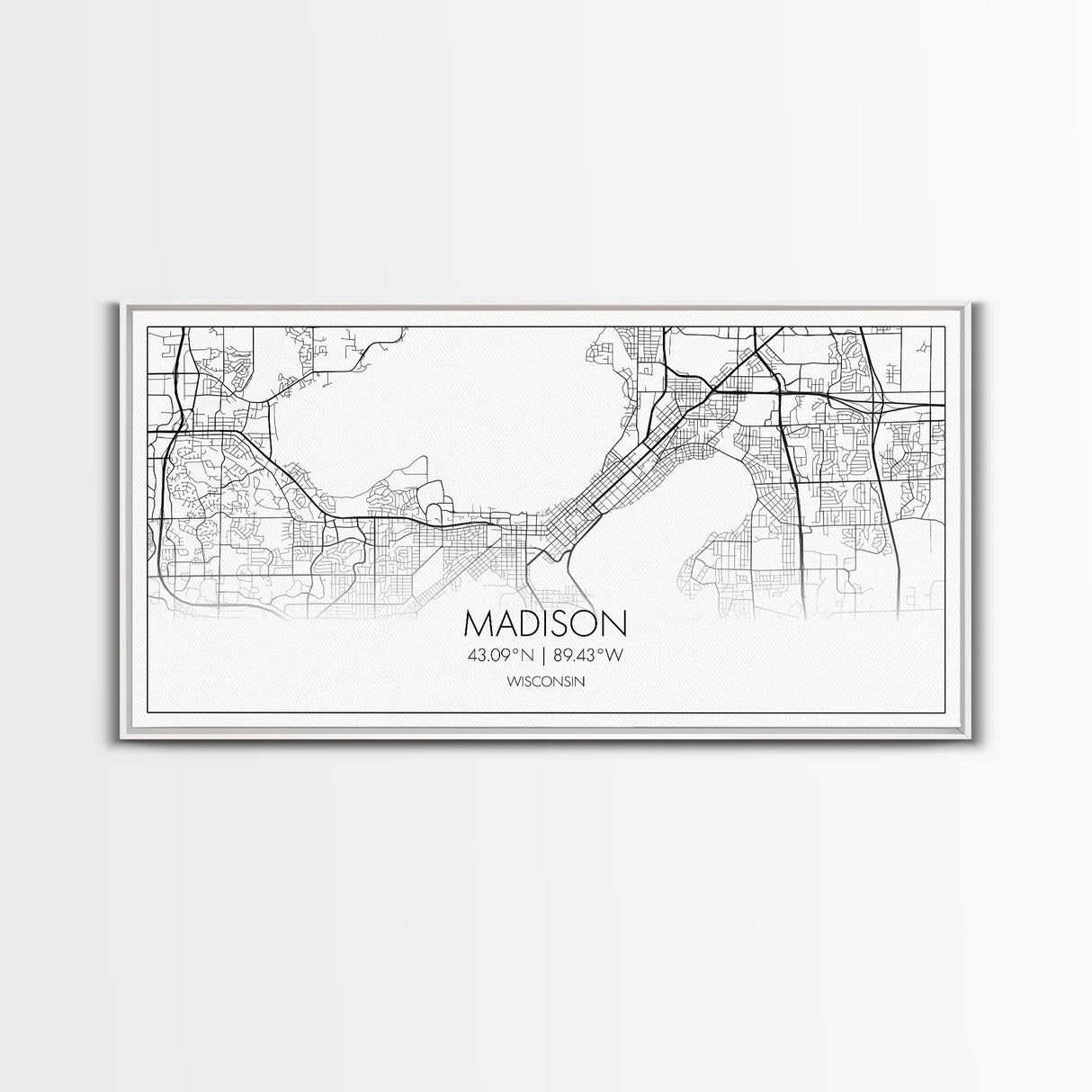 Madison City Map, Wisconsin Map, Map Art, Modern Art, Wall Art, Canvas Art, Unique Gifts, Large Wall Art, College Décor, Room Décor, Prints