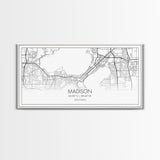 Madison City Map, Wisconsin Map, Map Art, Modern Art, Wall Art, Canvas Art, Unique Gifts, Large Wall Art, College Décor, Room Décor, Prints