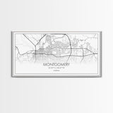 Montgomery City Map, Alabama Map, Map Art, Minimalist Wall Art, Wall Art, Canvas Art, Farmhouse Wall Art, Girlfriend Gift, Teen Room, Office