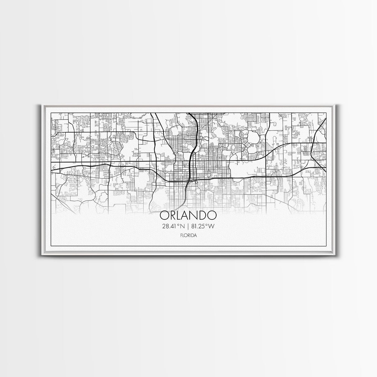 Orlando City Map, Florida Art, Map Print, Minimalist Wall Art, Wall Art, Canvas Art, New Homeowner Gift, Gaming Wall Décor, Wall Hanging