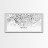 San Diego City Map, California Art, Map Print, Modern Wall Art, Wall Art, Canvas Art, Home Décor Prints, Friendship Gift, Horizontal Art