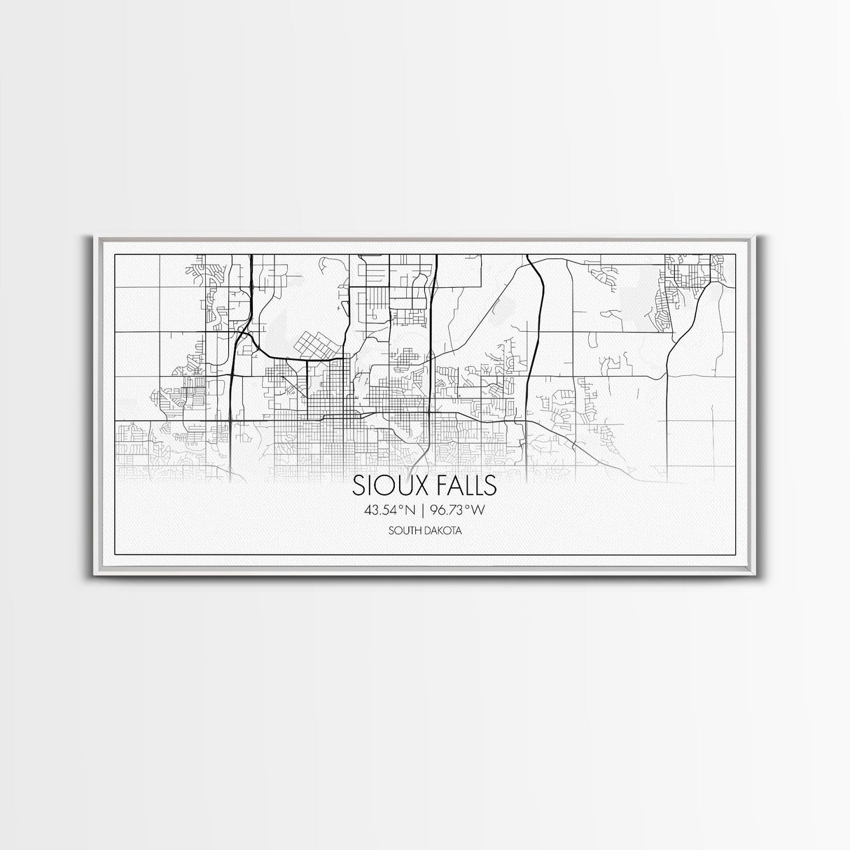 Sioux Falls City Map, South Dakota Art, Map Print, Modern Wall Art, Wall Art, Canvas Art, Large Wall Art, Unique Wall Décor, Office Prints
