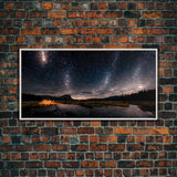 Cool Wall Art Landscape Mountains Nature Painting Prints Minimalist Modern Home Artwork Decoration Night Sky With Stars, Framed Canvas Print