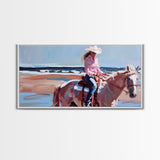 Cowboy Riding Bucking Horse, High Energy Framed Canvas Print, Perfect for Western Living Room Art, Bedroom Decor, Rustic Home Wall Art