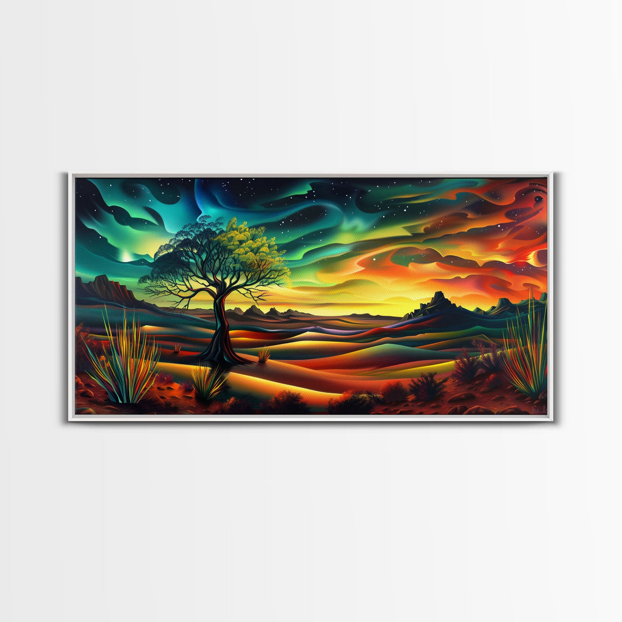 Van Gough Inspired Snowy Mountain Scenery, Striking Framed Canvas Print, Ideal for Living Room Art, Rustic Bedroom Decor Nature Wall Art