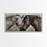 Heartfelt Connection of Two Horses, Ideal for Living Room Art, Framed Canvas Print, Bedroom Decor, Home Decoration, Animal Lover Gift