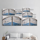 Photo Of An Old Wooden Boat With Peeling Paint, Framed Canvas Print, Nautical Wall Art, Lakehouse Decor