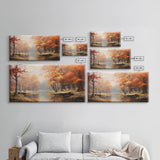 Beautiful Fall Landscape Painting Framed Canvas Print, Fall Decor, Thanksgiving Decor, Autumn Decor, Home Decor, Fall Decorations