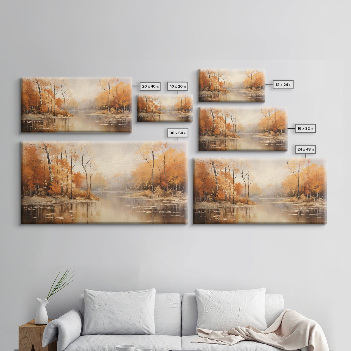 Fall Centerpiece Landscape Painting Canvas Print, Autumn Decor, Fall Centerpiece, Fall Home Decor, Fall Wall Decor, Fall Home Decor