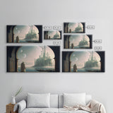 Two Moon Alien World, Dune Inspired Art, Framed Canvas Print, Scifi Art