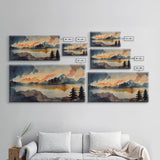 Watercolor painting of a forest fire, canvas print, landscape art