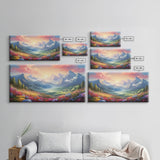 Mountain Painting Canvas Print, Colorful Art, Mountain Art, Landscape Painting, Mountain Wall Art, Nature Painting, Mountain Art Print