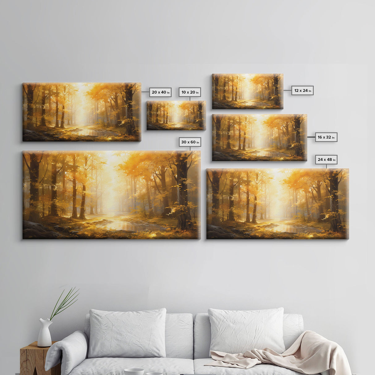 Fall Wall Decor, Forest Wall Art, Trees Art Print, Panoramic Art, Wall Art, Canvas Art, Landscape Art Print, Above Bed Décor, Farmhouse Art