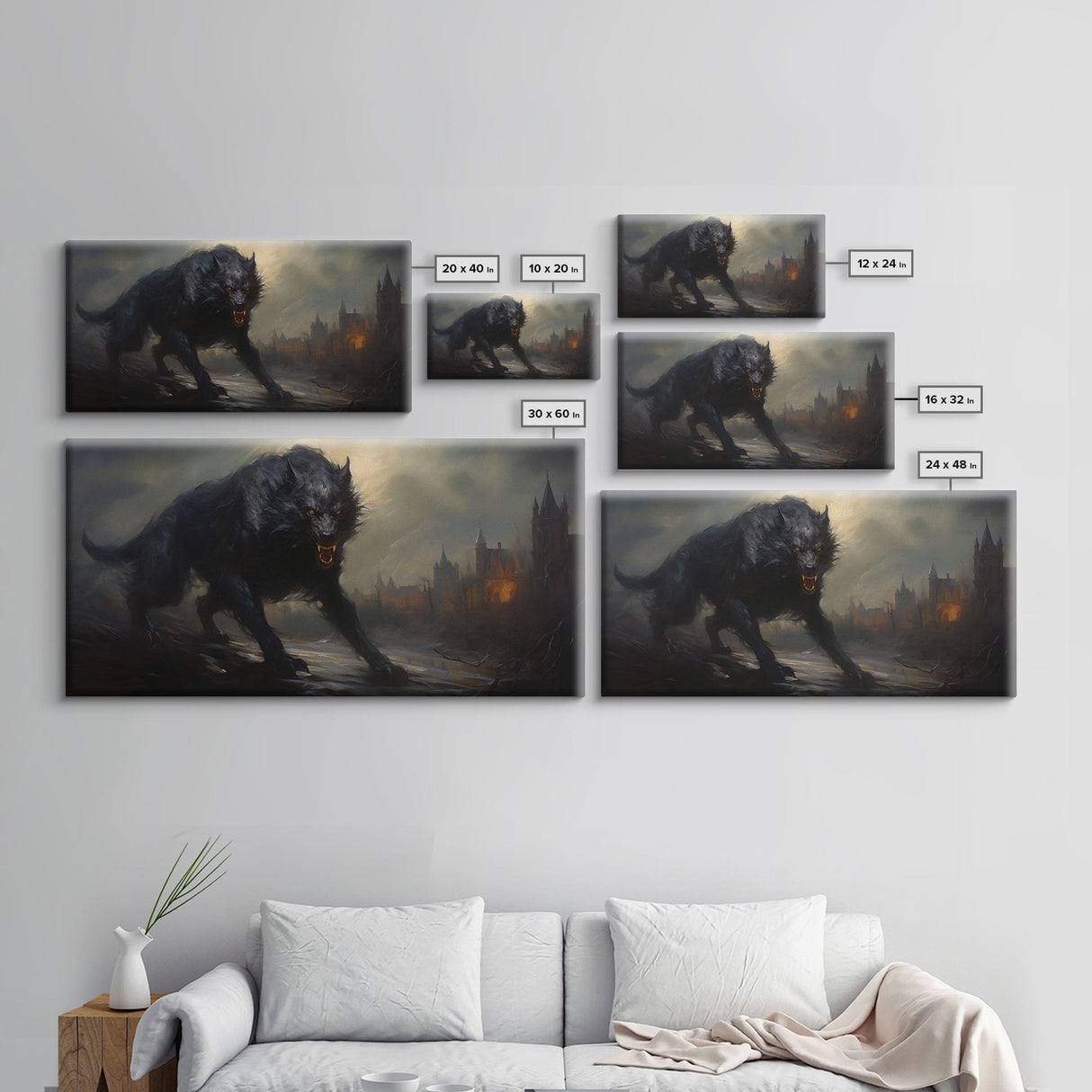 The Werewolf, Halloween Art Print, Framed Canvas Art, Halloween Poster Print, Victorian Dark Academia Oil Painting