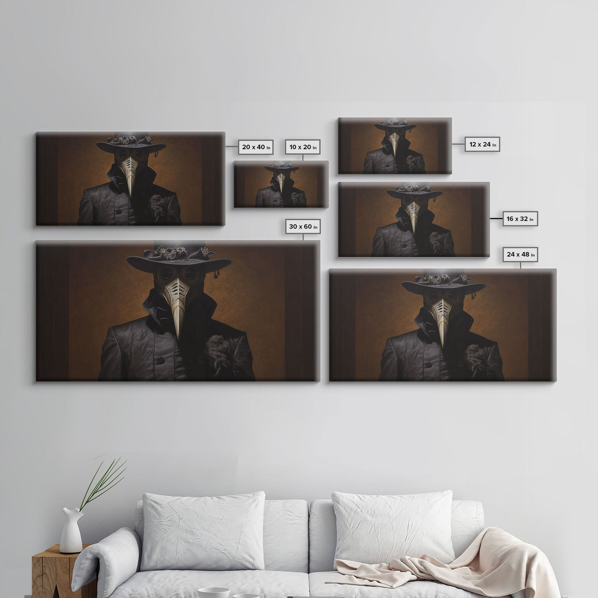 The Plague Doctor, Dark Academia, Framed Canvas print, Halloween Art Prints, Spooky Victorian Oil Painting Print, Halloween Decor