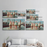 Ice Cream Shop Decor, Framed Canvas Print, Cute Nursery Decor, Retro Ice Cream Parlor Wall Art