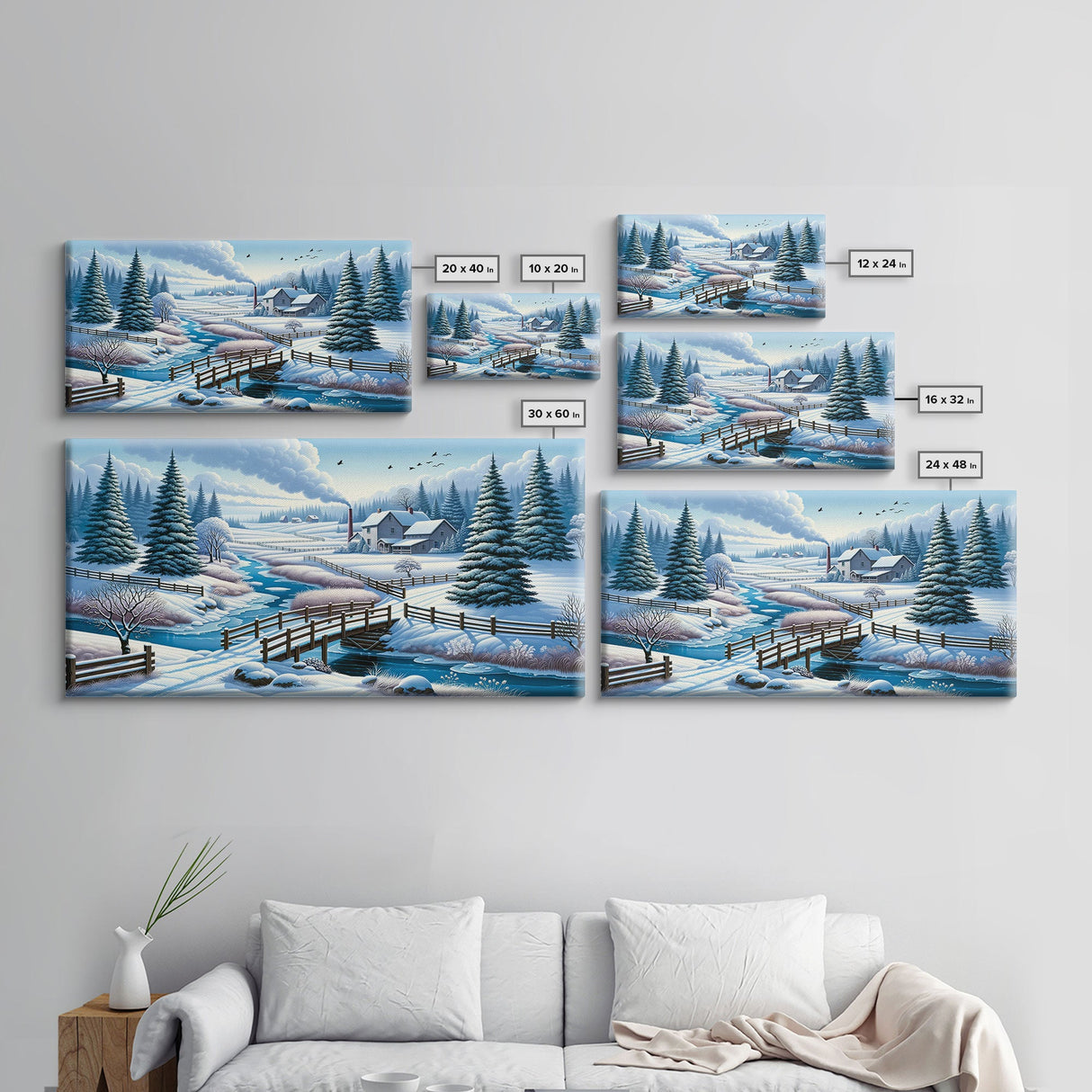 Scenic Winter Wonderland Framed Canvas Print | Winter Decor | Winter Centerpiece Above Mantle Or Sofa | Christmas Decor