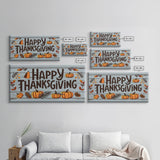 Happy Thanksgiving! Modern Farmhouse Wall Decor, Dining Room Wall Sign Kitchen Decor Large Framed Canvas Print, Fall Wall Art, Thankful