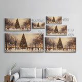 Cute Christmas Village Art, Christmas Decor, Framed Canvas Print, Holiday Painting, Seasonal Decor, Christmas Tree Art Christmas Centerpiece