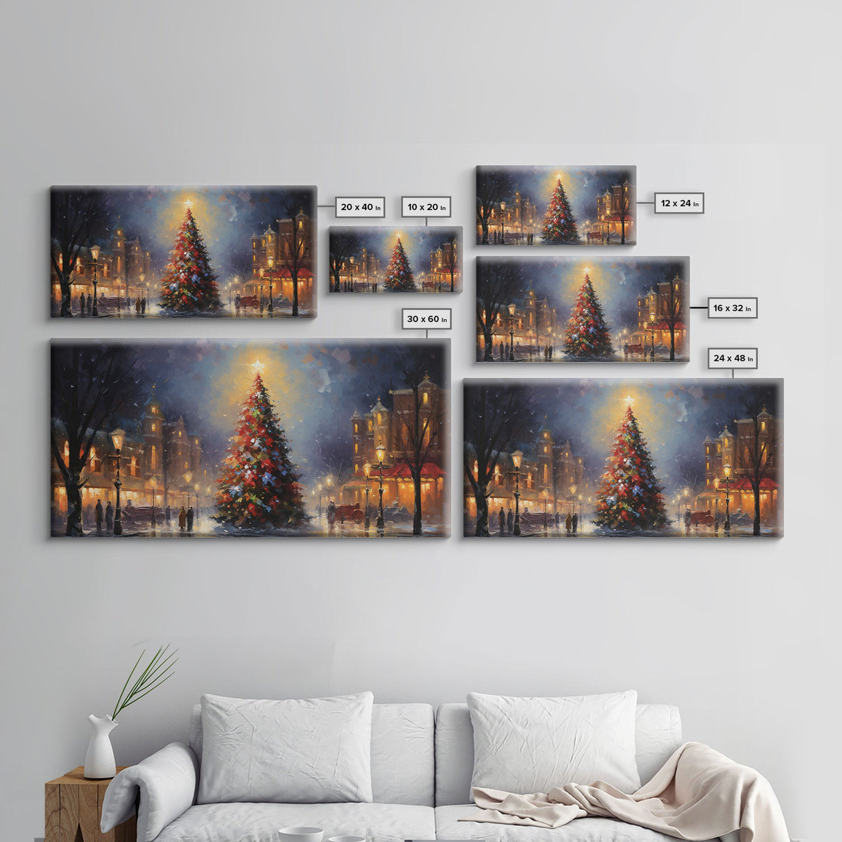 Retro Christmas Village Framed Christmas Wall Art - Framed Christmas Art - Canvas Art - Winter Decor - Winter Wonderland Centerpiece