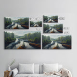 Flowing River wall decor, ready to hang canvas print wall art, blue river cabin art, lake house art