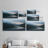 Calm Reflection Of A Lake and Mountains, ready to hang canvas print wall art, Lakehouse Cabin Wall Decor
